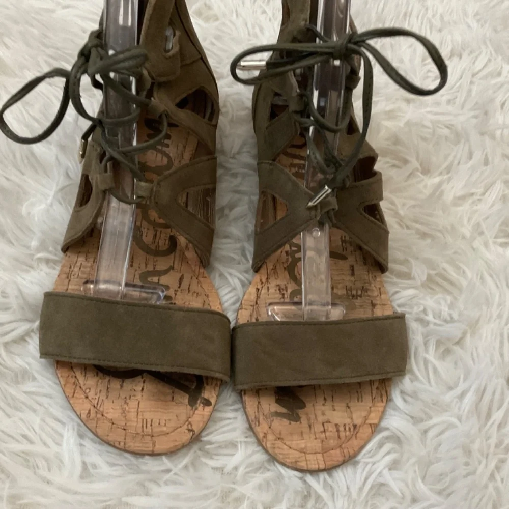 Sam Edelman Dean‎ Suede Lace Up Sandals - Green - Size 6